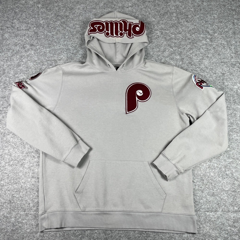 Philadelphia Phillies Hoodie Mens 3XL Grey Pro Standard Chenille Patch Pullover